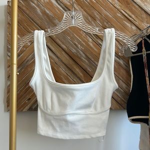 Princess Polly ribbed white cut out crop top